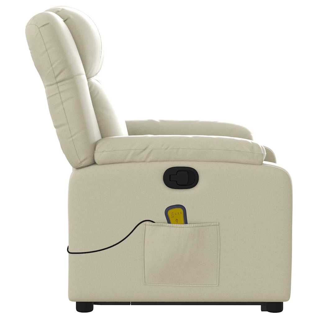 vidaXL Stand up Massage Recliner Chair Cream Faux Leather