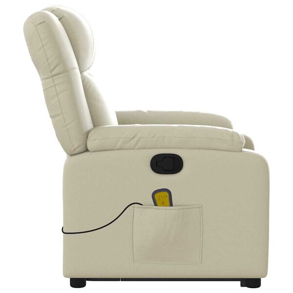 vidaXL Stand up Massage Recliner Chair Cream Faux Leather