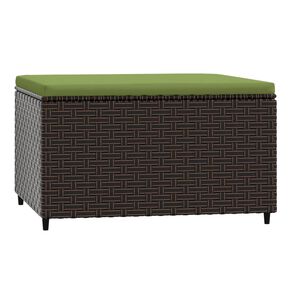 vidaXL Garden Footrest with Cushion Brown Poly Rattan