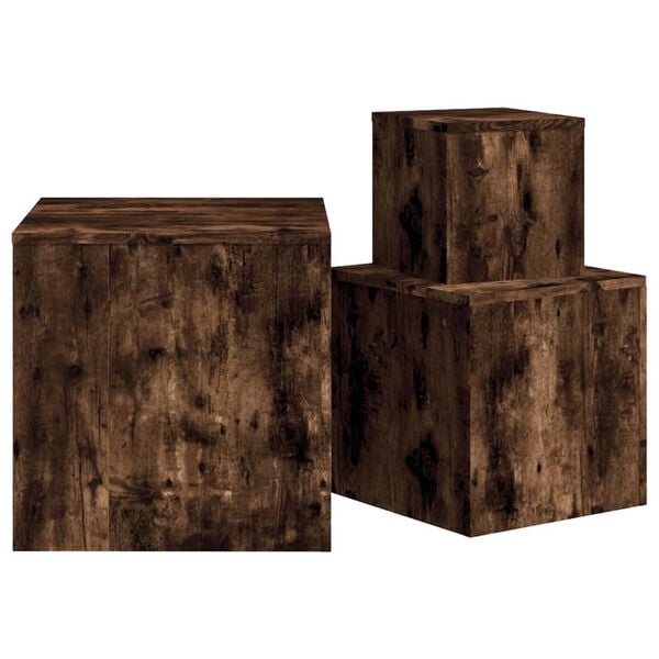 vidaXL Side Tables 3 pcs Smoked Oak Engineered Wood