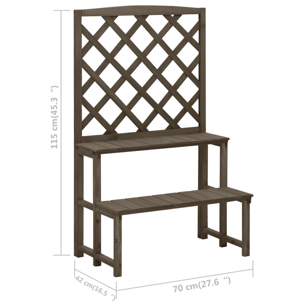 vidaXL Plant Stand with Trellis Grey 70x42x115 cm Solid Fir Wood