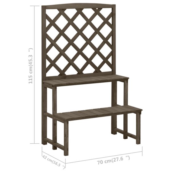 vidaXL Plant Stand with Trellis Grey 70x42x115 cm Solid Fir Wood