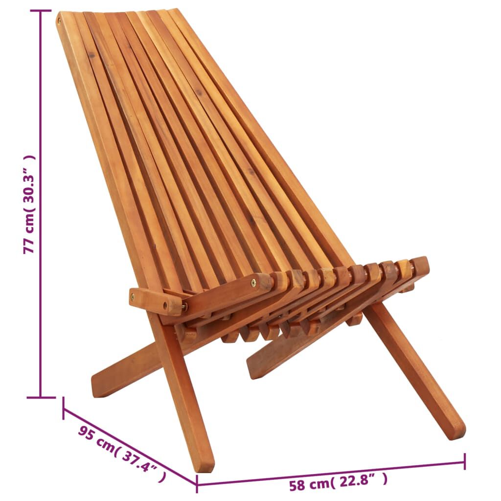 vidaXL Folding Outdoor Lounge Chair Solid Acacia Wood