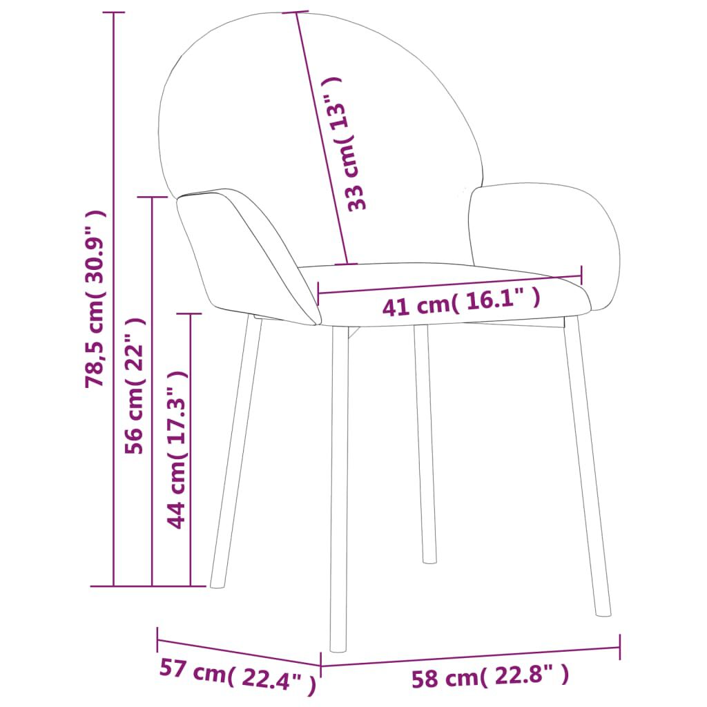 vidaXL Dining Chairs 2 pcs Light Grey Velvet