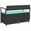 vidaXL Garden Storage Bench with Cushion Black Poly Rattan