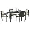 vidaXL Garden Dining Set with Cushion 5 pcs Black Poly Rattan