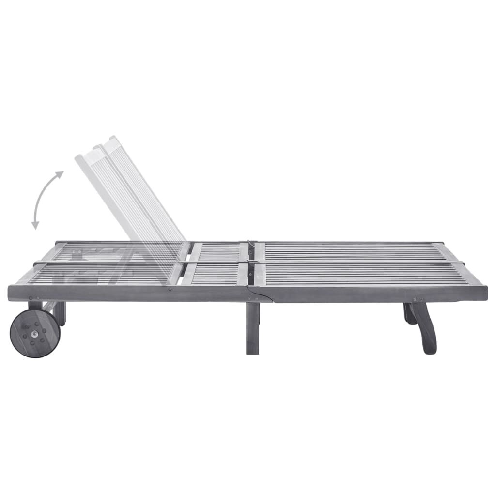 vidaXL 2-Person Garden Sun Lounger with Cushion Grey Solid Acacia Wood