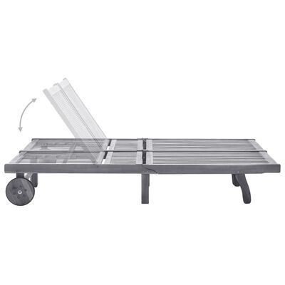 vidaXL 2-Person Garden Sun Lounger with Cushion Grey Solid Acacia Wood