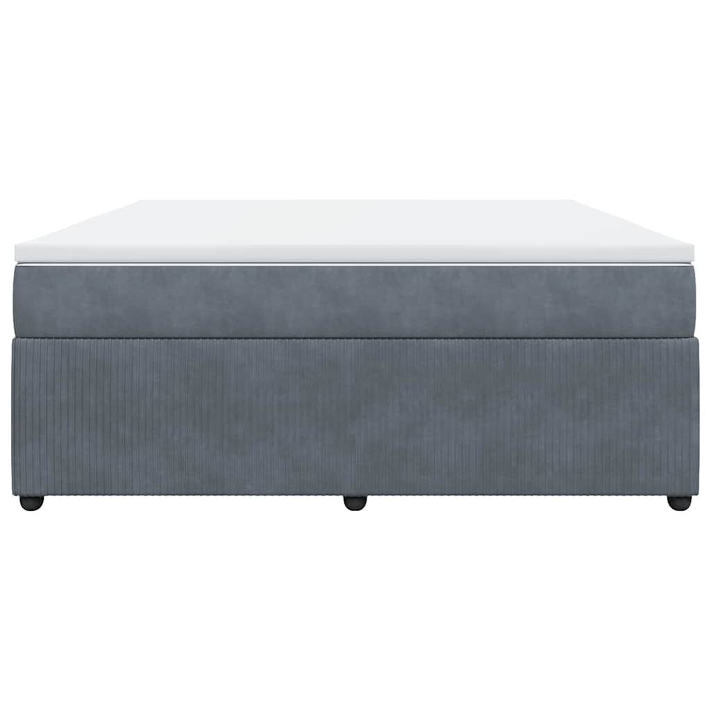 vidaXL Box Spring Bed with Mattress Dark Grey King Velvet
