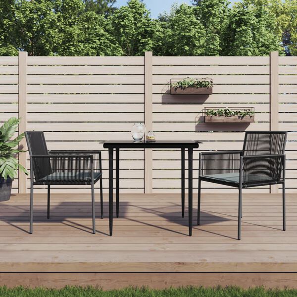 vidaXL Garden Chairs with Cushions 2 pcs Black 54x60.5x83.5 cm Poly Rattan