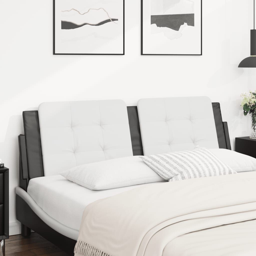vidaXL Headboard Cushion White and Black 152 cm Queen Faux Leather