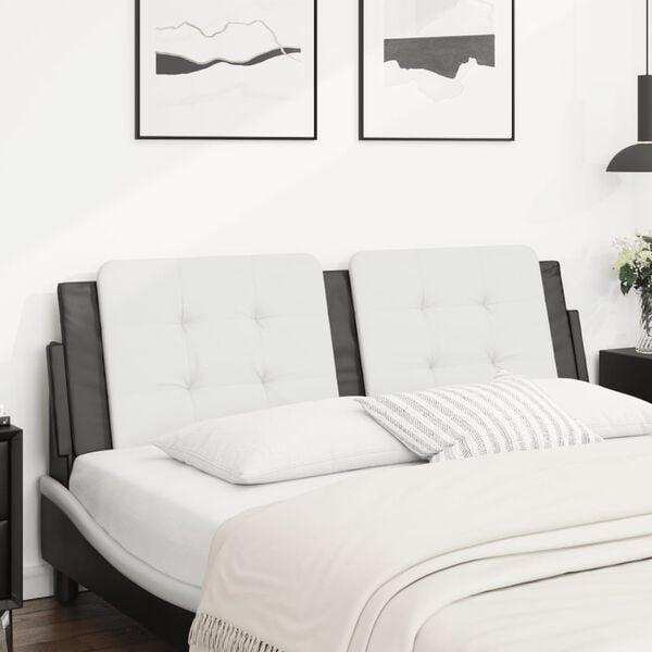 vidaXL Headboard Cushion "Zadar" White and Black 152 cm Queen Faux Leather
