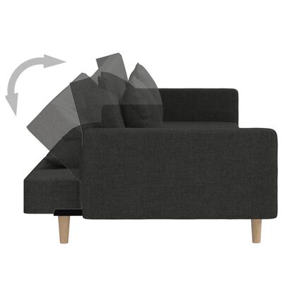 vidaXL 2-Seater Sofa Bed with Two Pillows Black Fabric