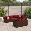 vidaXL 7 Piece Garden Lounge Set with Cushions Brown Poly Rattan
