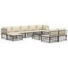 vidaXL 10 Piece Garden Lounge Set with Cushions Anthracite Poly Rattan