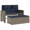 vidaXL Reclining Garden Bench with Cushions Grey Poly Rattan