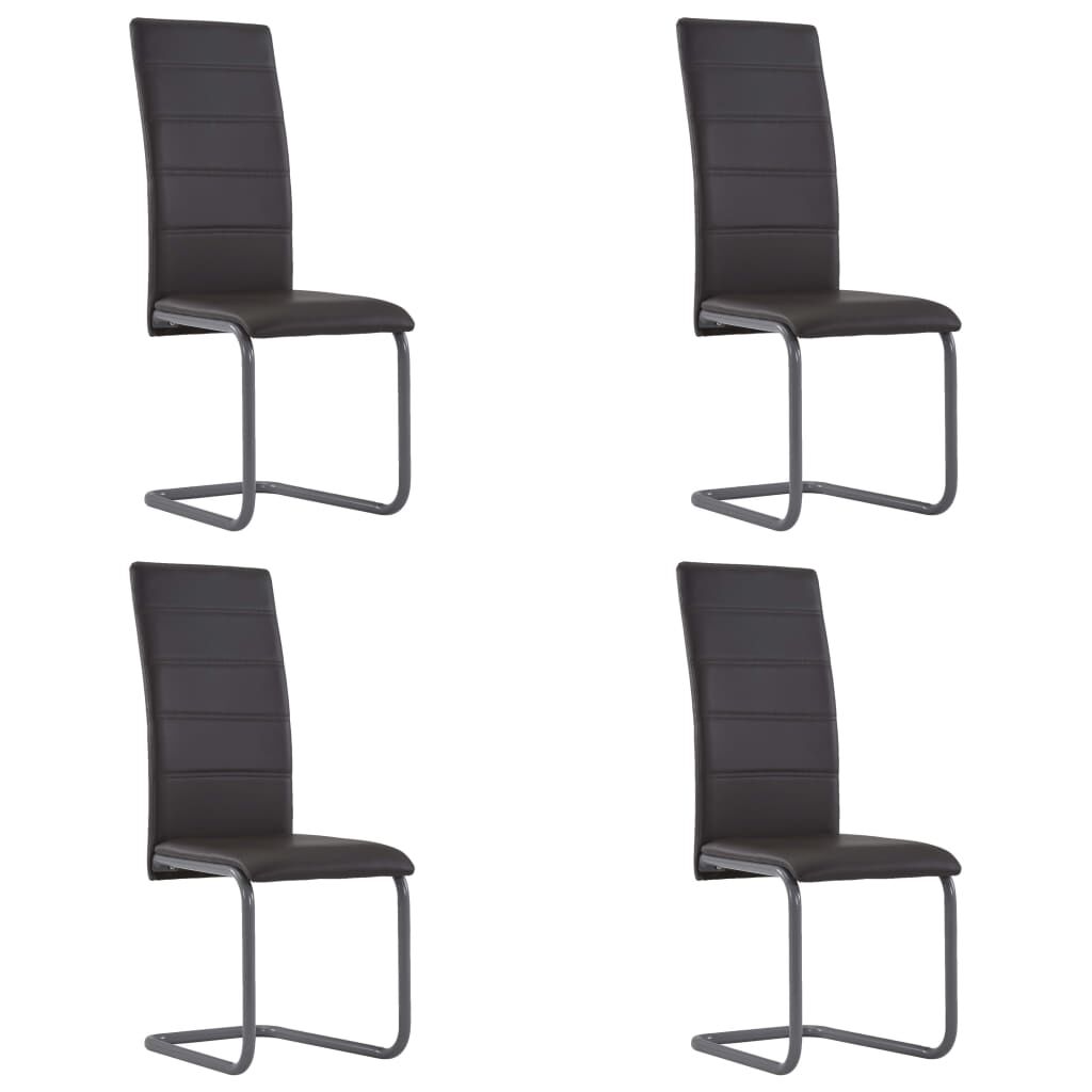 vidaXL Cantilever Dining Chairs 4 pcs Brown Faux Leather