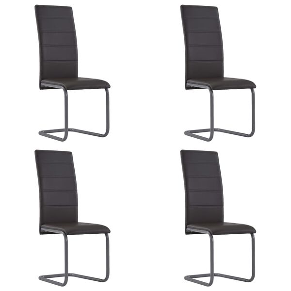 vidaXL Cantilever Dining Chairs 4 pcs Brown Faux Leather