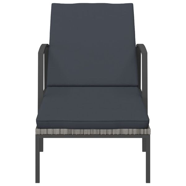 vidaXL Garden Sun Lounger with Cushion Poly Rattan Grey