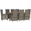 vidaXL 9 Piece Garden Dining Set with Cushions Grey Poly Rattan