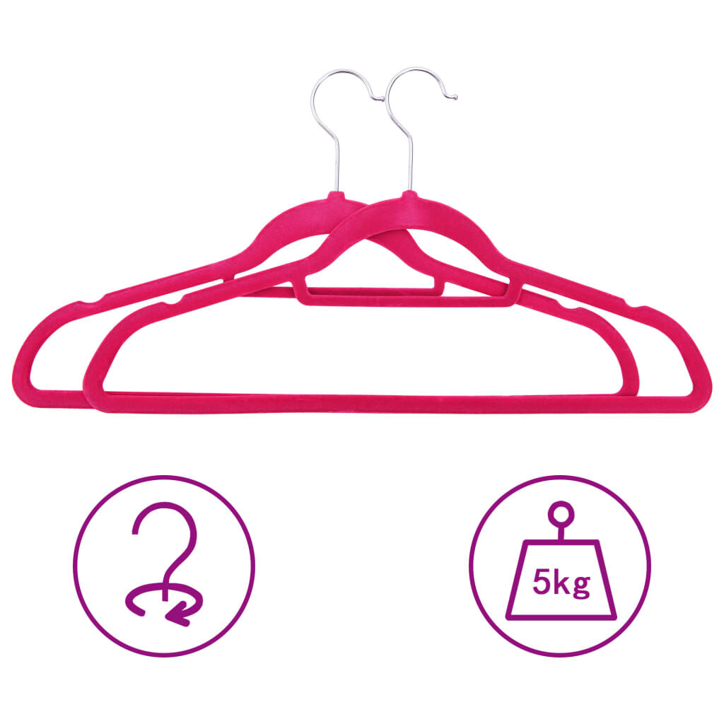 vidaXL 50 pcs Clothes Hanger Set Anti-slip Pink Velvet