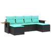 vidaXL 6 Piece Garden Sofa Set with Cushions Black Poly Rattan