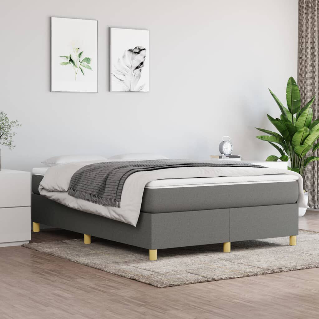 vidaXL Bed Frame without Mattress Dark Grey Queen Fabric (US Only)
