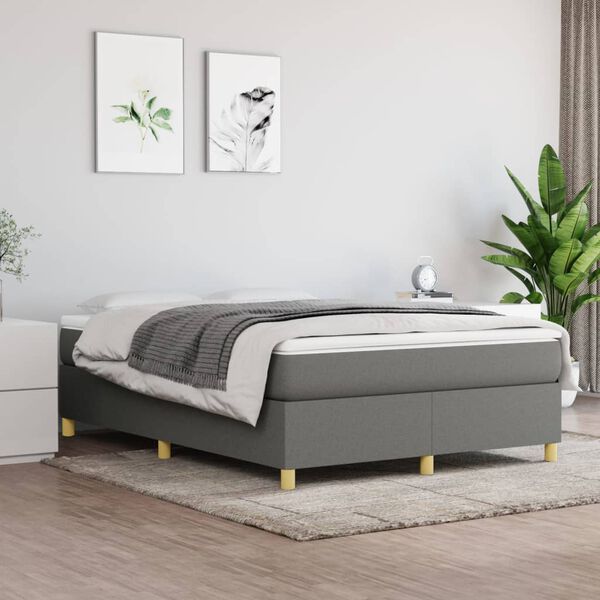 vidaXL Bed Frame without Mattress Dark Grey Queen Fabric (US Only)