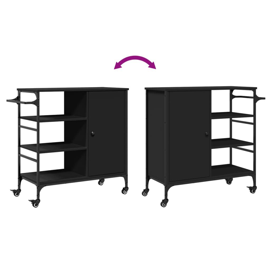 vidaXL Kitchen Trolley Black 87.5x38.5x84.5 cm Engineered Wood