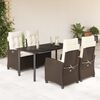 vidaXL 5 Piece Garden Dining Set with Cushions Brown Poly Rattan