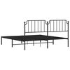 vidaXL Metal Bed Frame without Mattress with Headboard Black 183x213cm