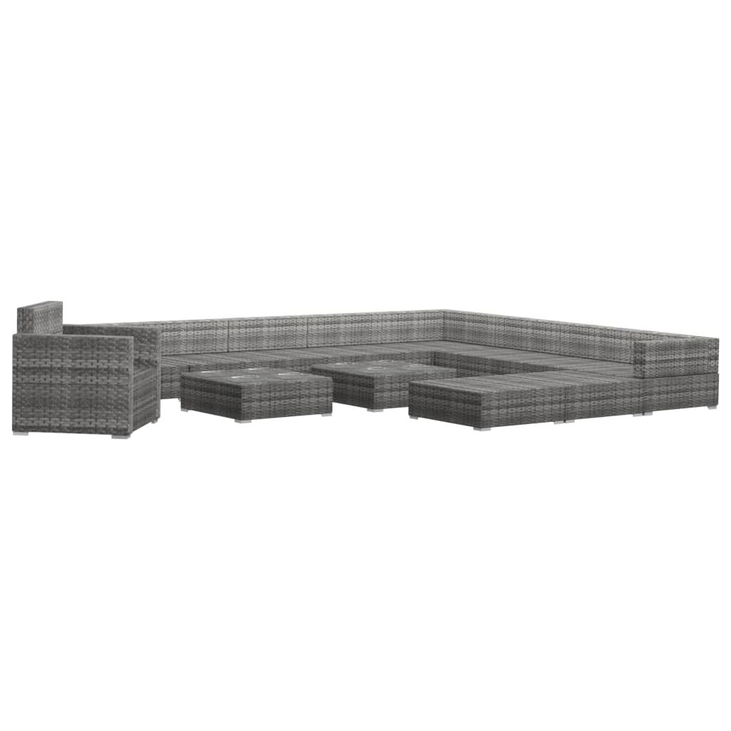 vidaXL 13 Piece Garden Lounge Set with Cushions Poly Rattan grey