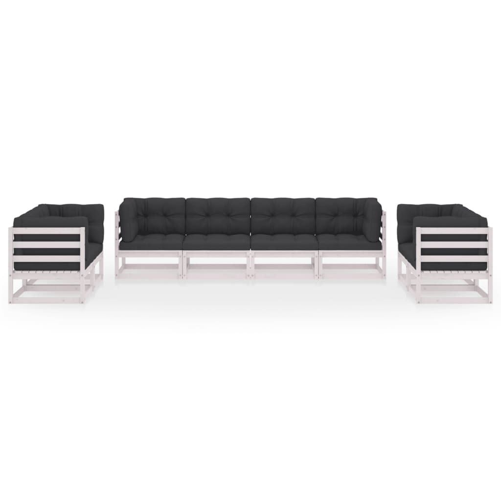 vidaXL 8 Piece Garden Lounge Set with Cushions Solid Pinewood