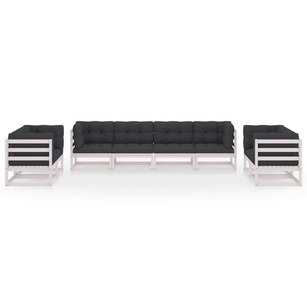 vidaXL 8 Piece Garden Lounge Set with Cushions Solid Pinewood