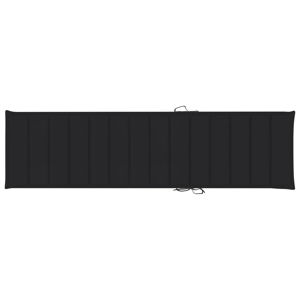 vidaXL Sun Loungers 2 pcs with Black Cushion Solid Teak Wood