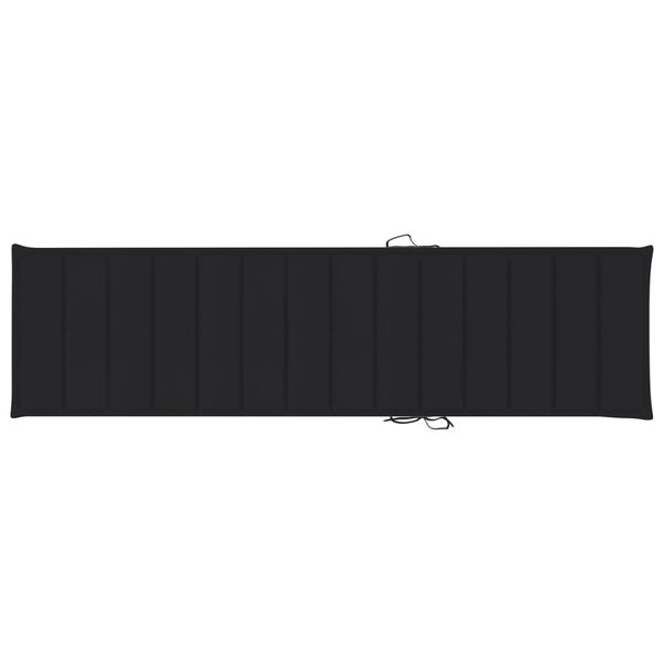 vidaXL Sun Loungers 2 pcs with Black Cushion Solid Teak Wood