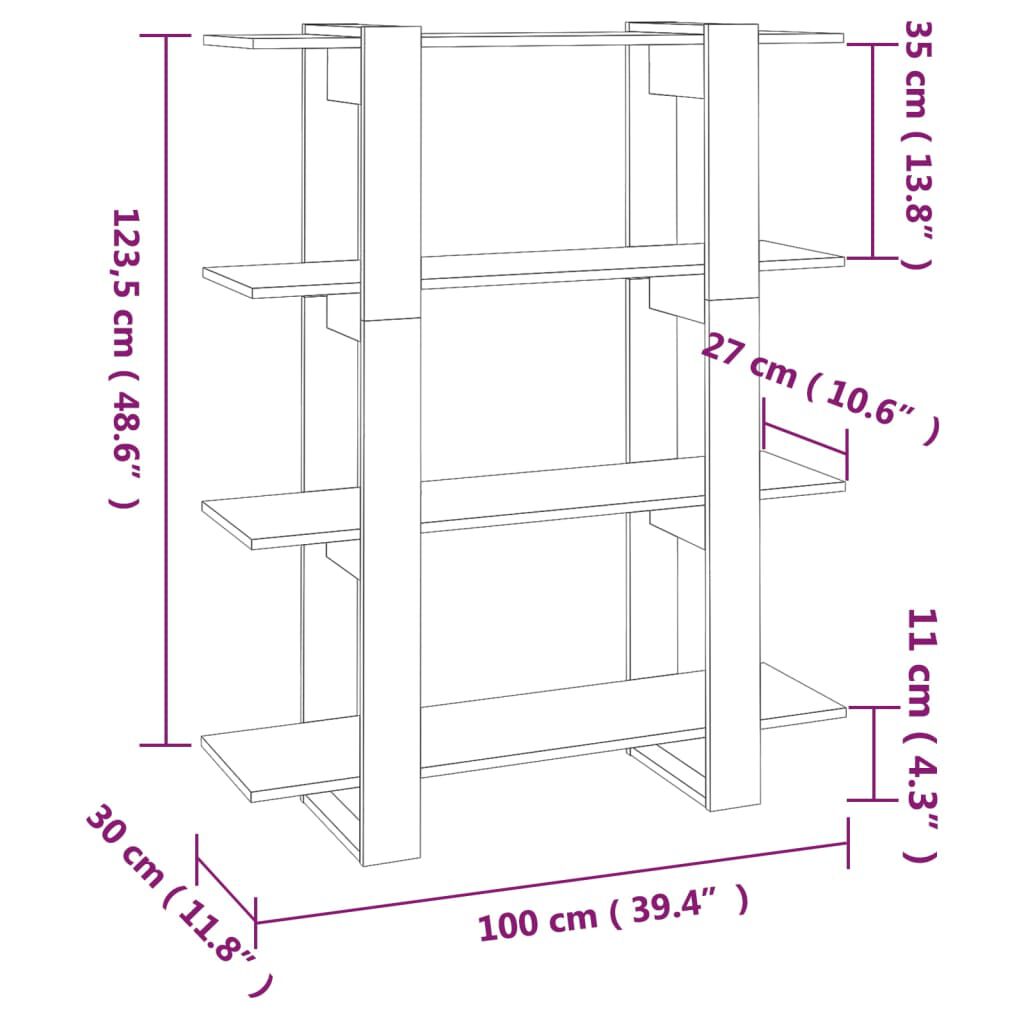 vidaXL Book Cabinet/Room Divider White 100x30x123.5 cm