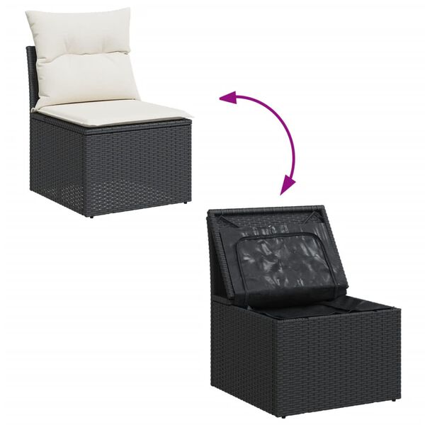 vidaXL 14 Piece Garden Sofa Set with Cushions Black Poly Rattan