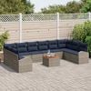vidaXL Garden Sofa Set with Cushion 11 pcs Grey Poly rattan