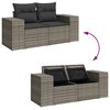 vidaXL Garden Sofa with Cushions 2-Seater Grey Poly Rattan