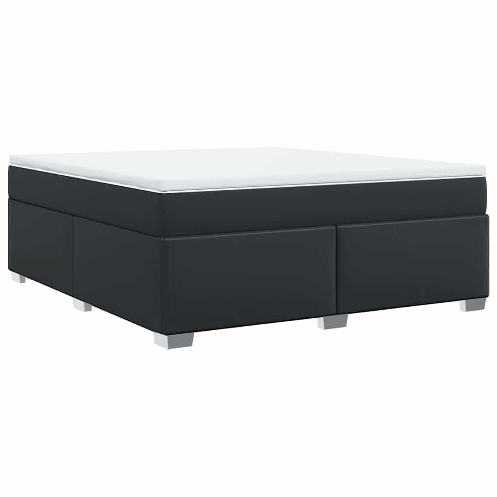 vidaXL Box Spring Bed with Mattress Black California King Faux Leather