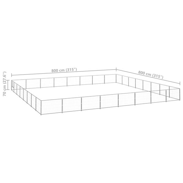 vidaXL Dog Kennel Silver 64 m² Steel