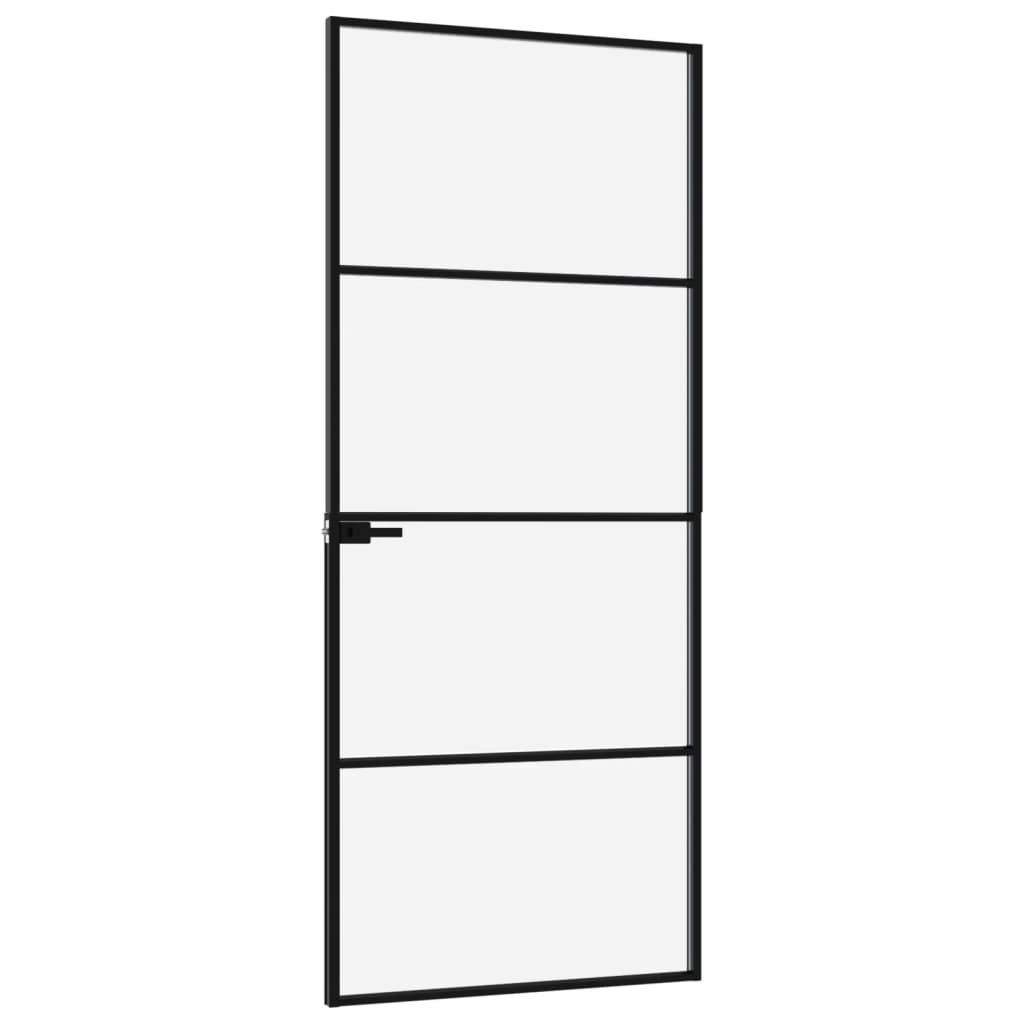 vidaXL Interior Door Black 76x201.5 cm Tempered Glass&Aluminium