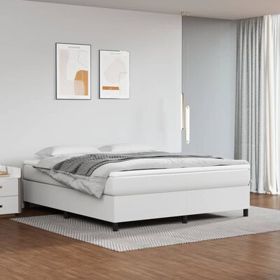 vidaXL Box Spring Bed Frame White 183x213cm California King Faux Leather