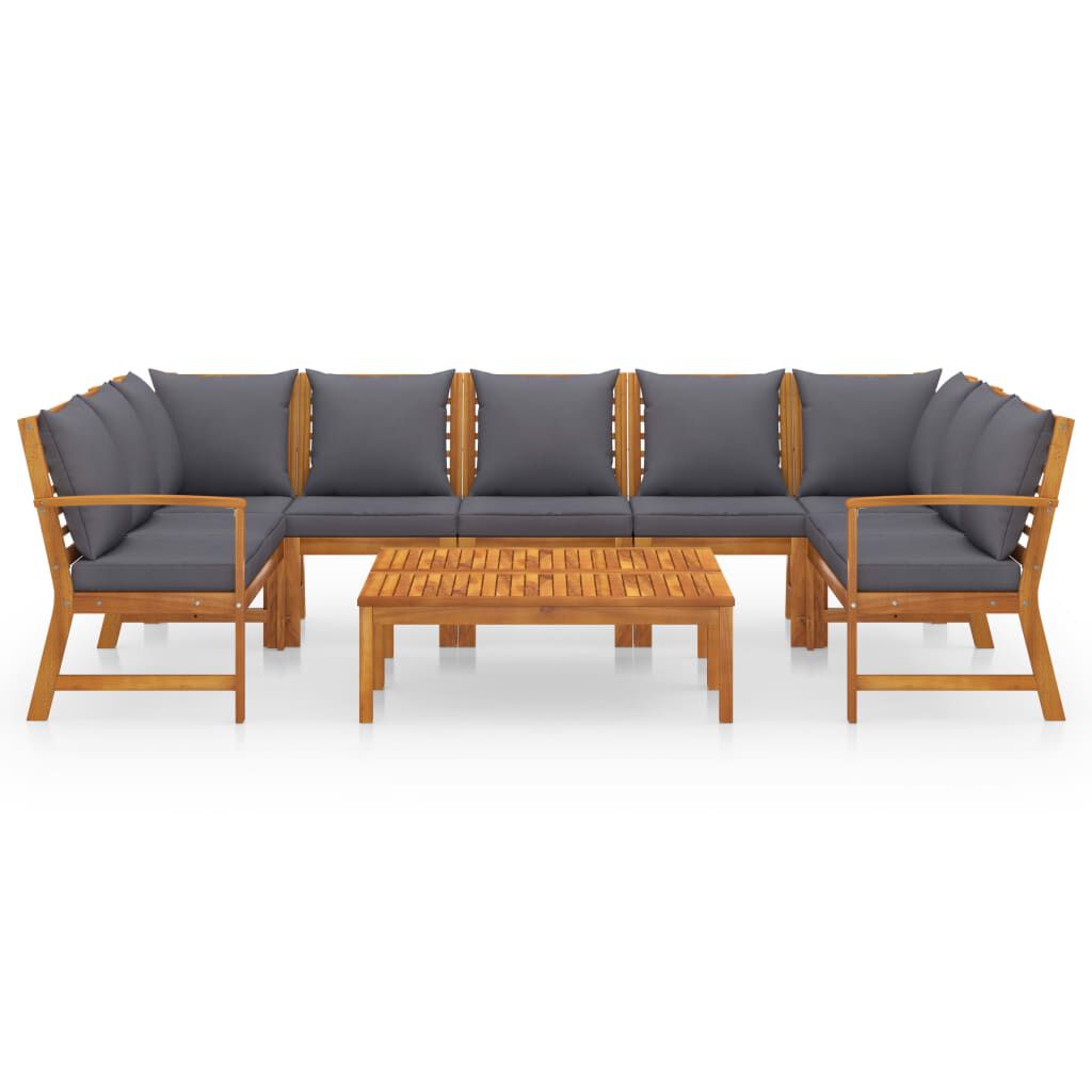 vidaXL 9 Piece Garden Lounge Set with Cushion Solid Acacia Wood
