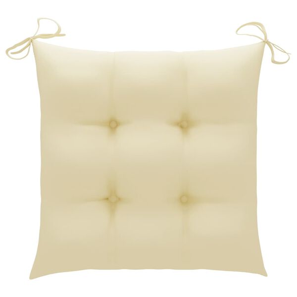 vidaXL Garden Chairs 2 pcs with Cream White Cushions Solid Teak Wood