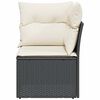 vidaXL Garden Sofa Corner with Cushions Black Poly Rattan
