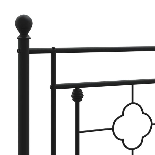 vidaXL Metal Bed Frame without Mattress with Headboard Black 193x203cm