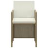 vidaXL 3 Piece Garden Dining Set with Cushions Poly Rattan Beige