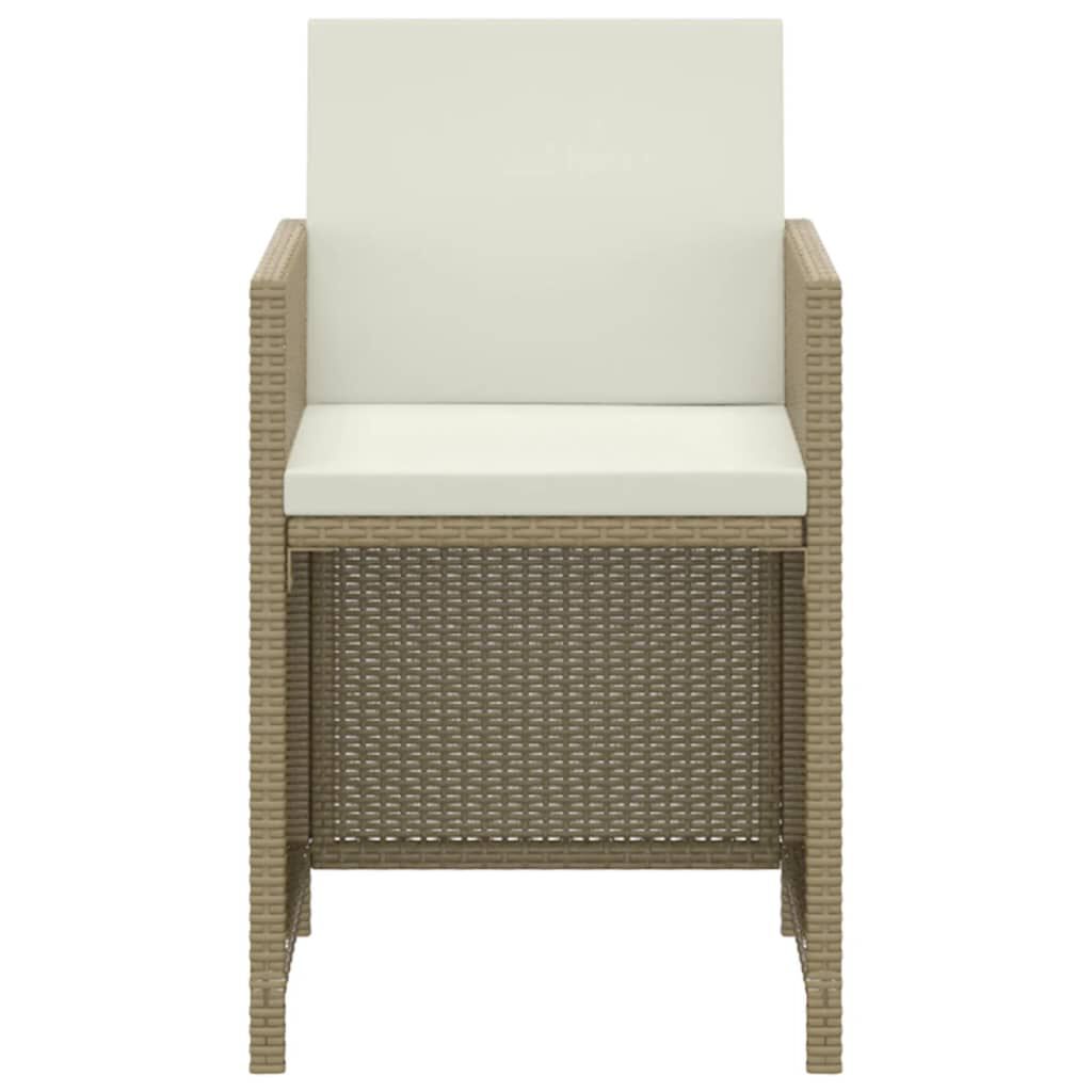 vidaXL 3 Piece Garden Dining Set with Cushions Poly Rattan Beige